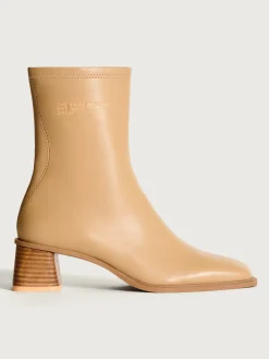 DATE BEIGE HEELED ANKLE BOOT