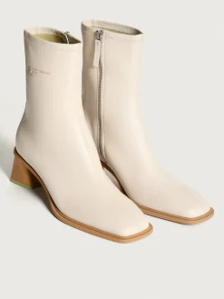 DATE OFF WHITE HEELED ANKLE BOOT