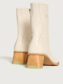 DATE OFF WHITE HEELED ANKLE BOOT